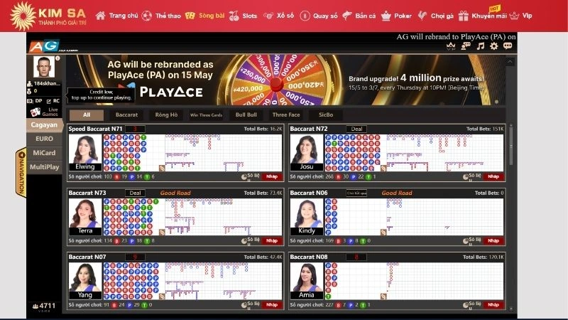 Sảnh casino Kimsa hấp dẫn